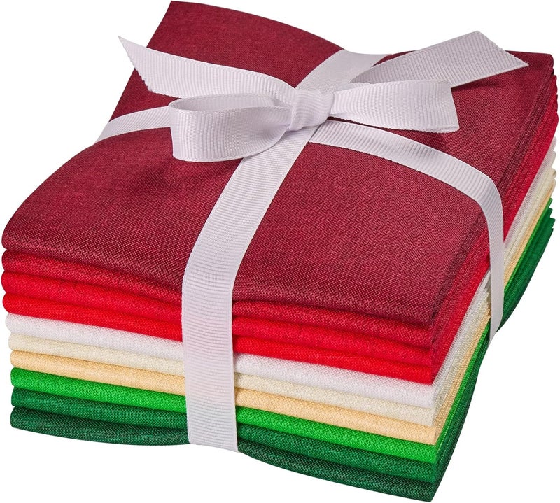 craftido - 11 Options Solids with Tweed Tonals - Assorted Color Cotton Quilting Fabric Bundles 10pcs Fat Quarters 18"x21" - Medium Weight 5.2oz - for Quilting, Sewing and Crafts - Happy Holiday - Image 1